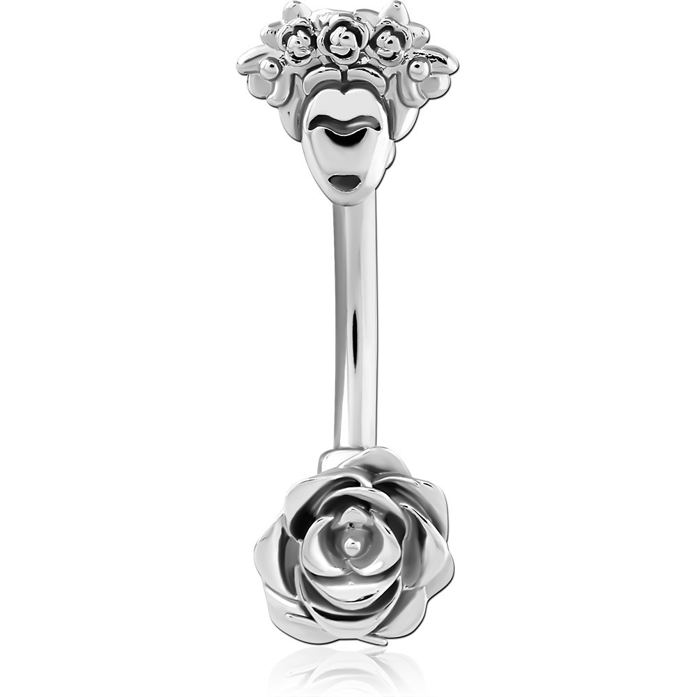 RHODIUM PLATED BRASS REVERSE NAVEL BANANA