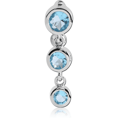 RHODIUM PLATED BRASS JEWELLED REVERSE NAVEL BANANA - THREE BALLS