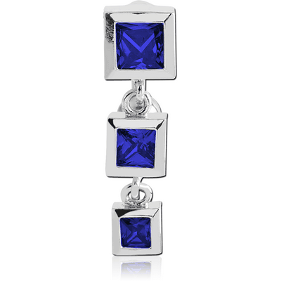 RHODIUM PLATED JEWELED SQUARES REVERSE FASHION NAVEL BANANA