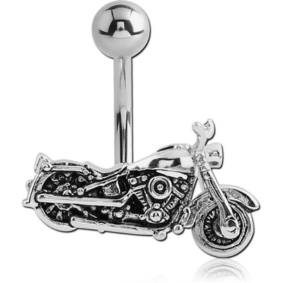 RHODIUM PLATED BRASS JEWELLED NAVEL BANANA - ZODIAC SCORPION