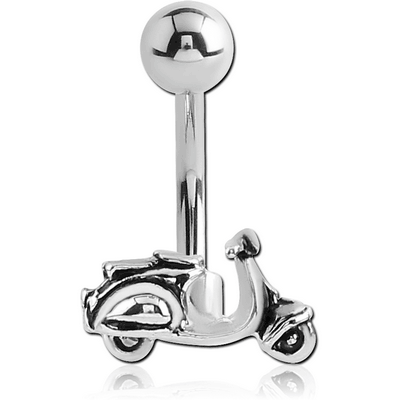 RHODIUM PLATED BRASS JEWELLED NAVEL BANANA - CHOPPER