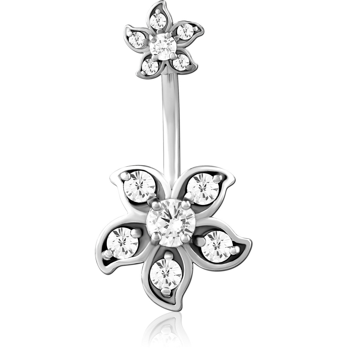 SURGICAL STEEL DOUBLE JEWELED NAVEL BANANA