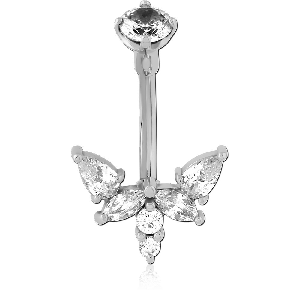 SURGICAL STEEL JEWELED NAVEL BANANA