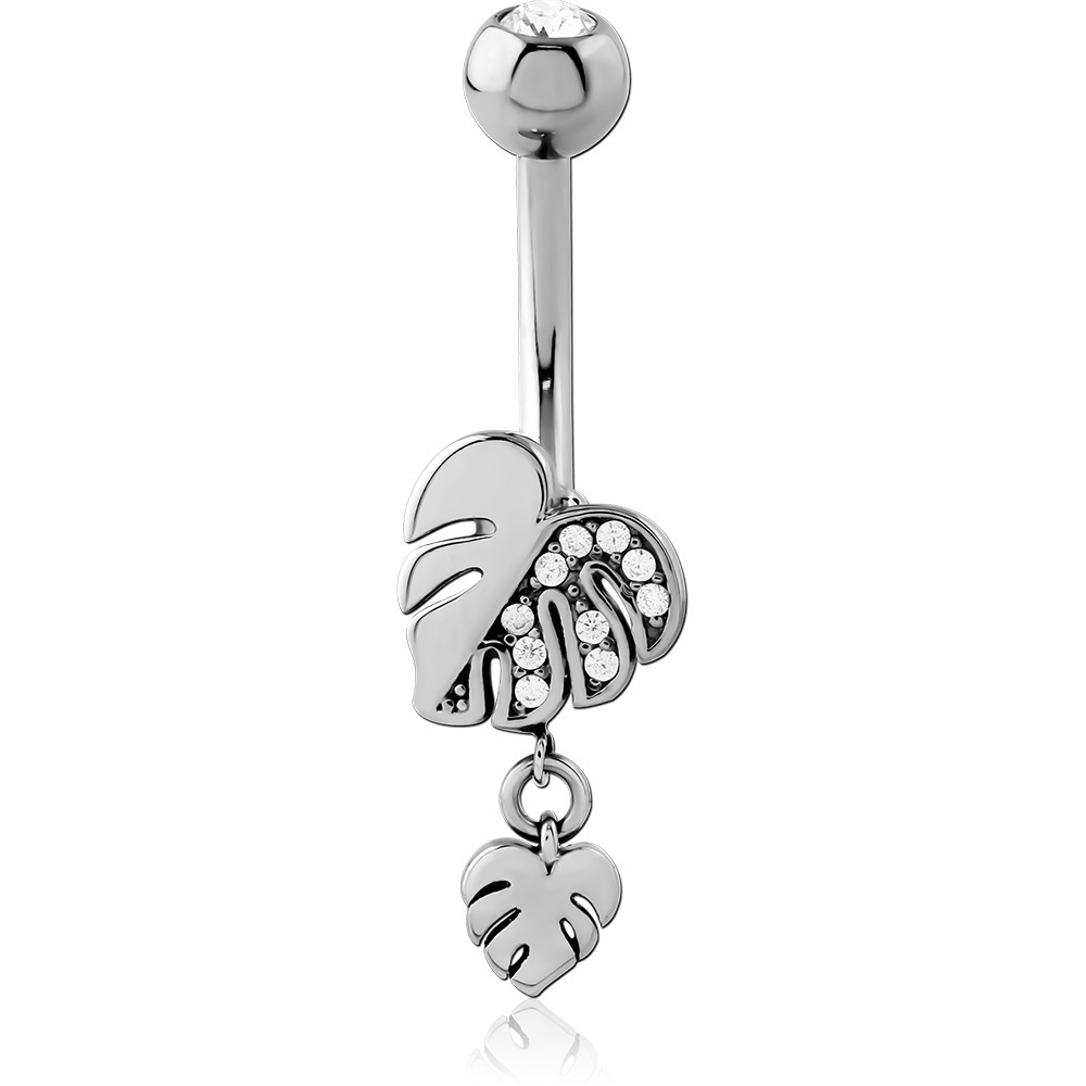 SURGICAL STEEL JEWELED NAVEL BANANA