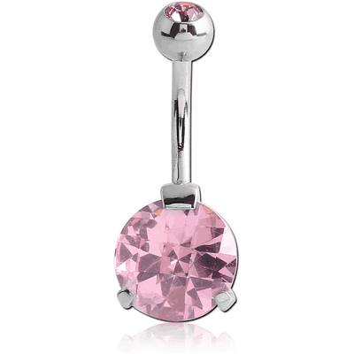 SURGICAL STEEL ROUND 10MM CZ DOUBLE JEWELLED NAVEL BANANA