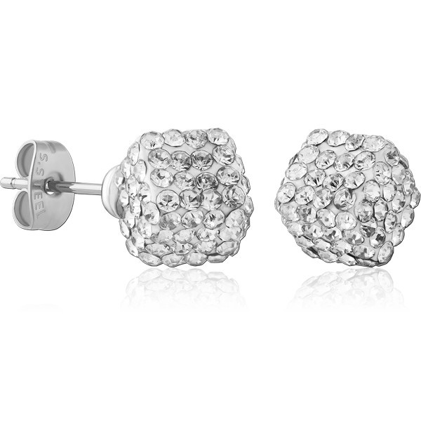 SURGICAL STEEL CRYSTALINE EAR STUDS PAIR