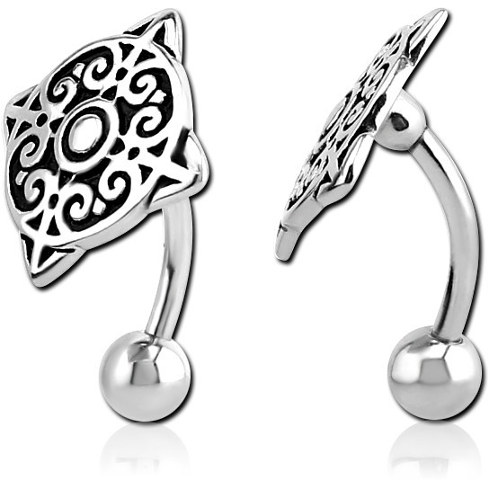 SURGICAL STEEL NAVEL BANANA - FILIGREE