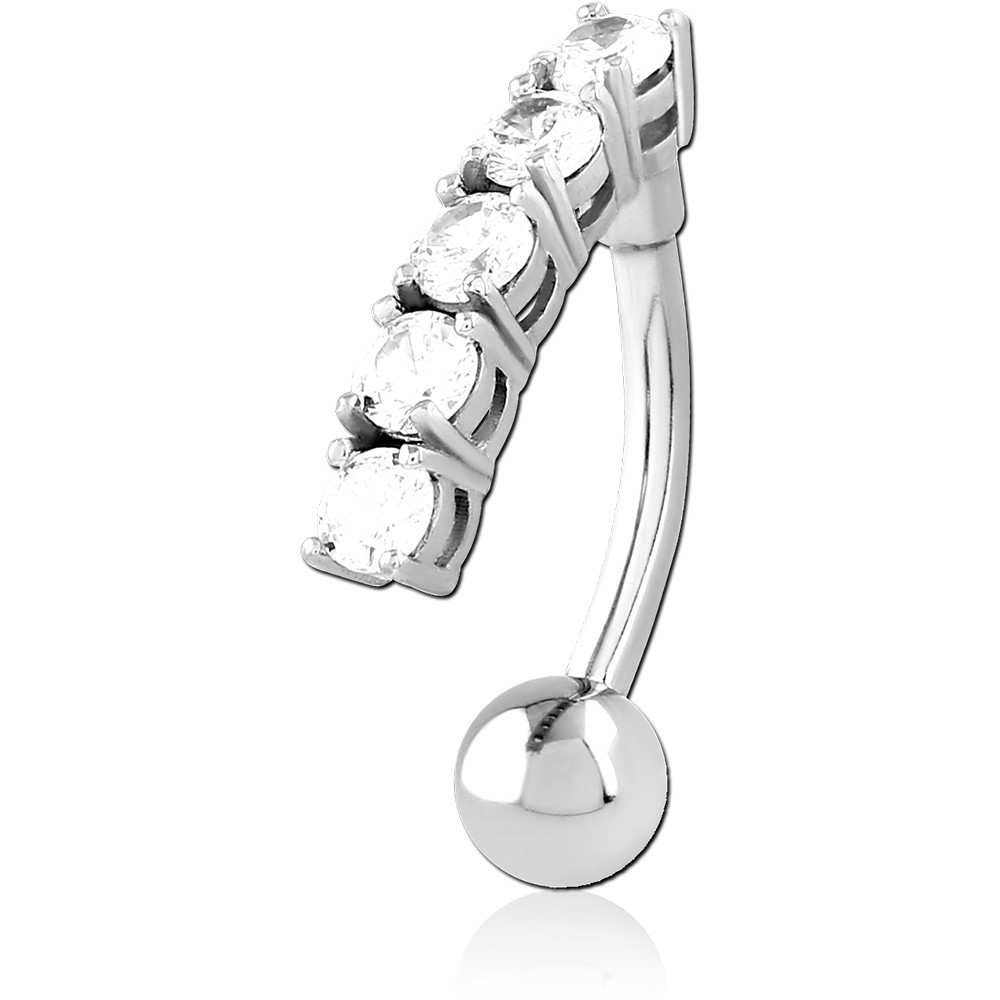 SURGICAL STEEL JEWELED FLOWER NAVEL BANANA