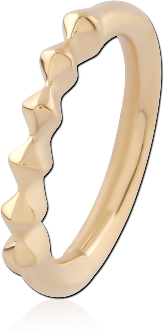 GOLD PVD 18K COATED SURGICAL STEEL SEAMLESS RING GEOMETRIC RIDGE DESIGN