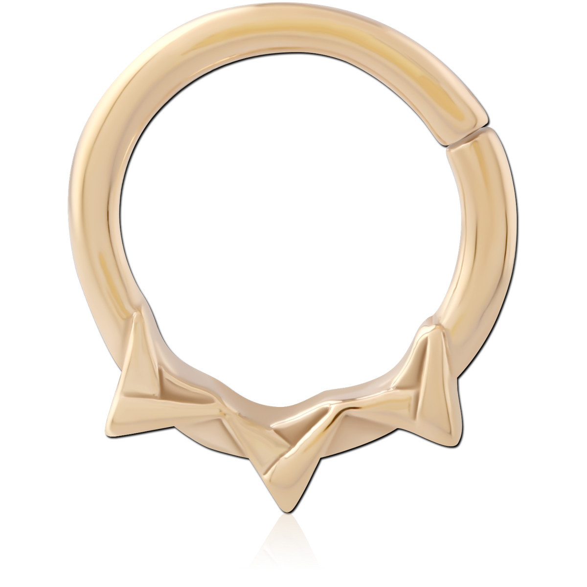 GOLD PVD 18K COATED SURGICAL STEEL HINGE SEGMENT RING CHEVRON PEAKS
