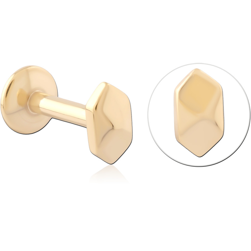 GOLD PVD 18K SURGICAL STEEL INTERNAL LABRET FOR 1.2 MM GEOMETRIC KITE TOP