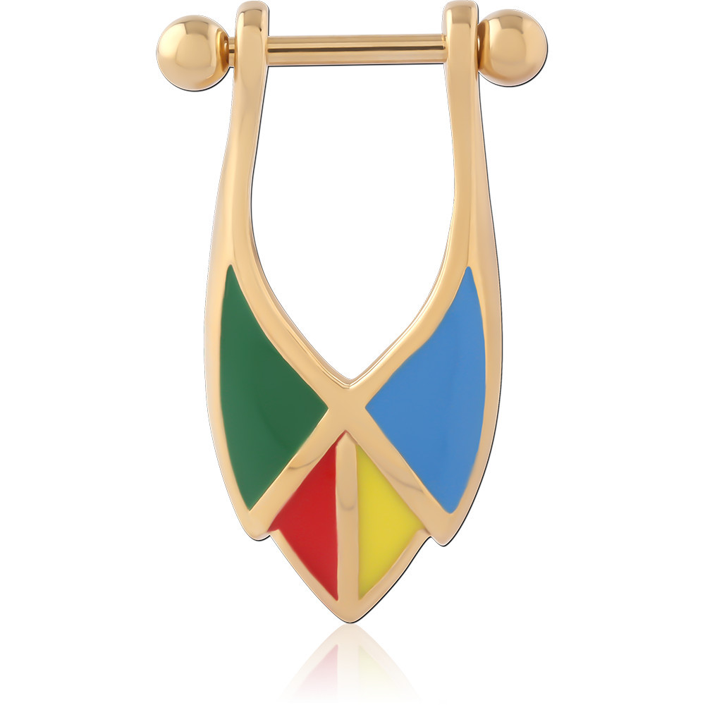 GOLD PVD 18K COATED SURGICAL STEEL JEWELED CARTILAGE SHIELD