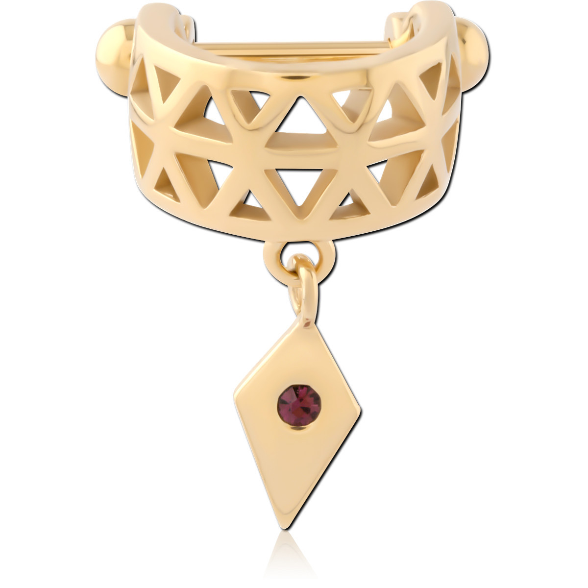 GOLD PVD 18K COATED SURGICAL STEEL JEWELED CARTILAGE SHIELD