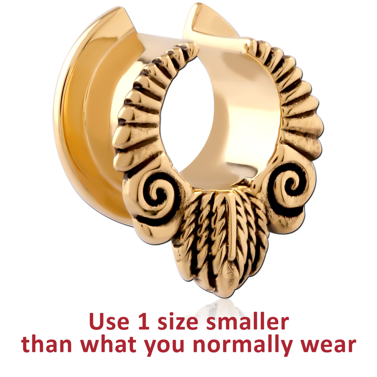 GOLD PVD 18K COATED SURGICAL STEEL HALF TUNNEL