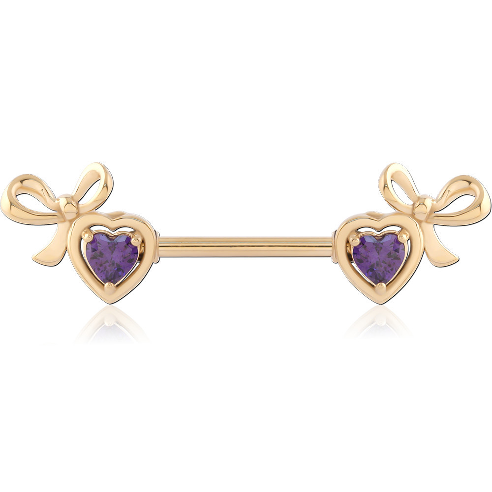 GOLD PVD 18K COATED SURGICAL STEEL NIPPLE BAR