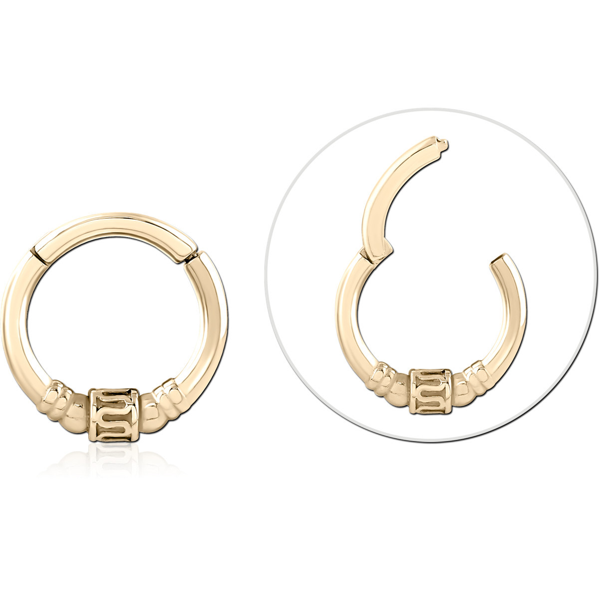 GOLD PVD 18K COATED SURGICAL STEEL HINGED CLICKER