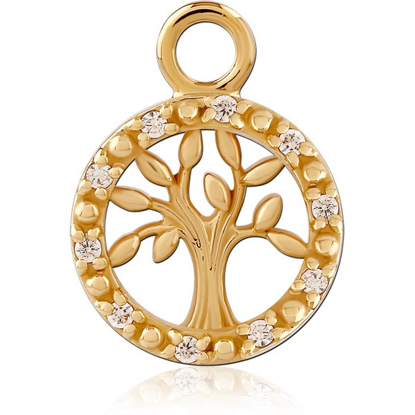 STERLING SILVER 925 GOLD PVD 18K JEWELED SLIDING CHARM FOR HINGED SEGMENT RING