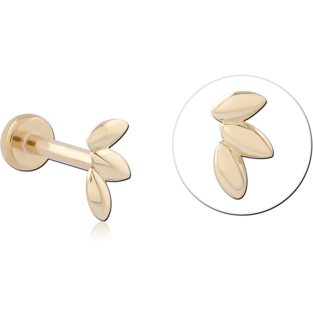 14K YELLOW GOLD THREADLESS WITH GOLD PVD 18K COATED TITANIUM THREADLESS LABRET PIN