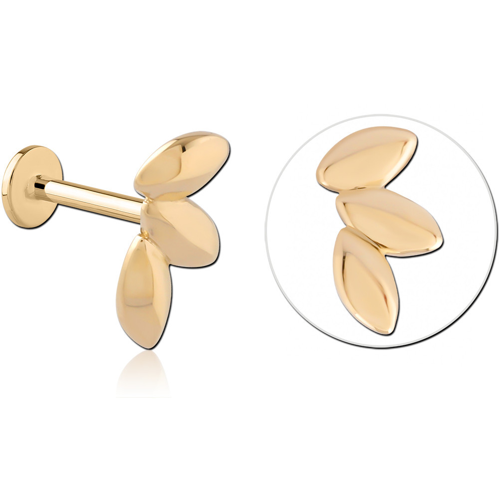 14K YELLOW GOLD TOP WITH GOLD PVD TITANIUM INTERNAL LABRET MARQUISE CLUSTER RIGHT