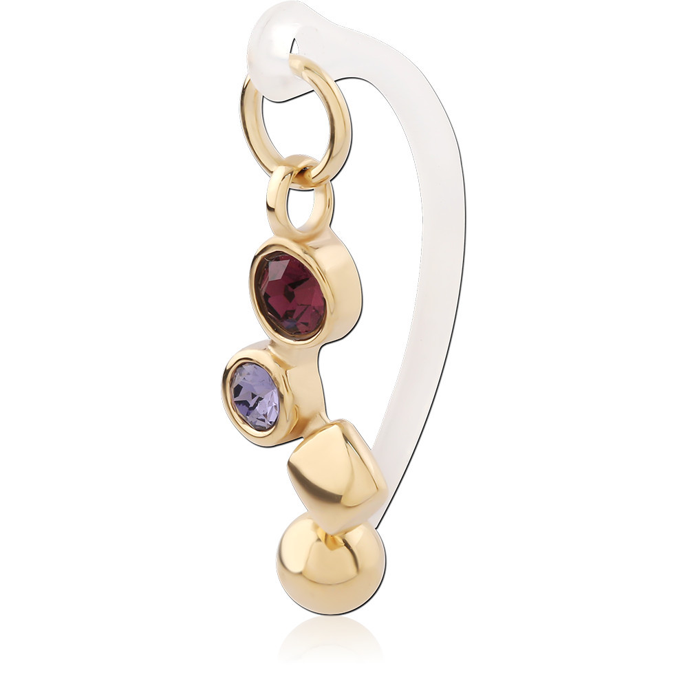BIOFLEX VERTICAL HOOD BANANAS WITH GOLD PVD 18K COATED SURGICAL STEEL CHARMS