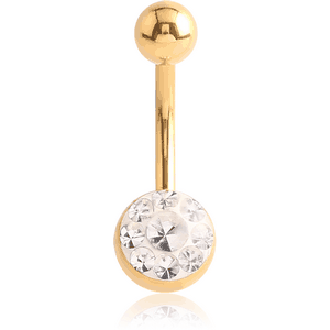 GOLD PLATED CRYSTALINE JEWELED NAVEL BANANA