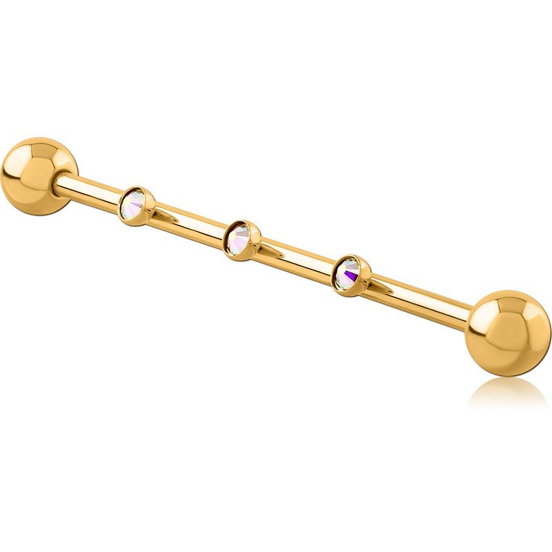 GOLD PVD COATED SURGICAL STEEL INDUSTRIAL BARBELL