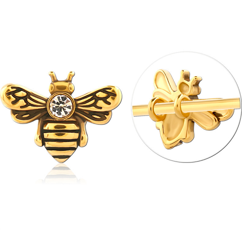 GOLD PVD COATED SURGICAL STEEL CHARM FOR INDUSTRIAL BARBELL