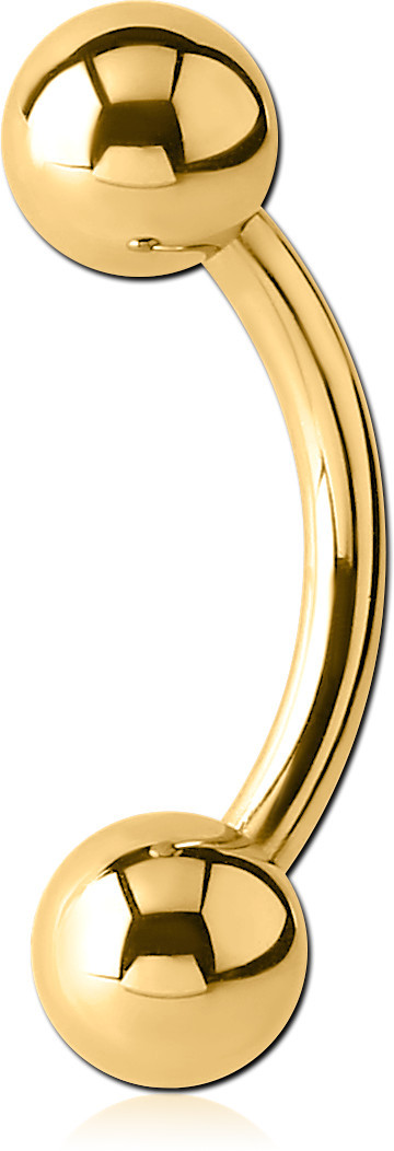 GOLD PVD COATED SURGICAL STEEL INTERNALLY THREADED CURVED BARBELL