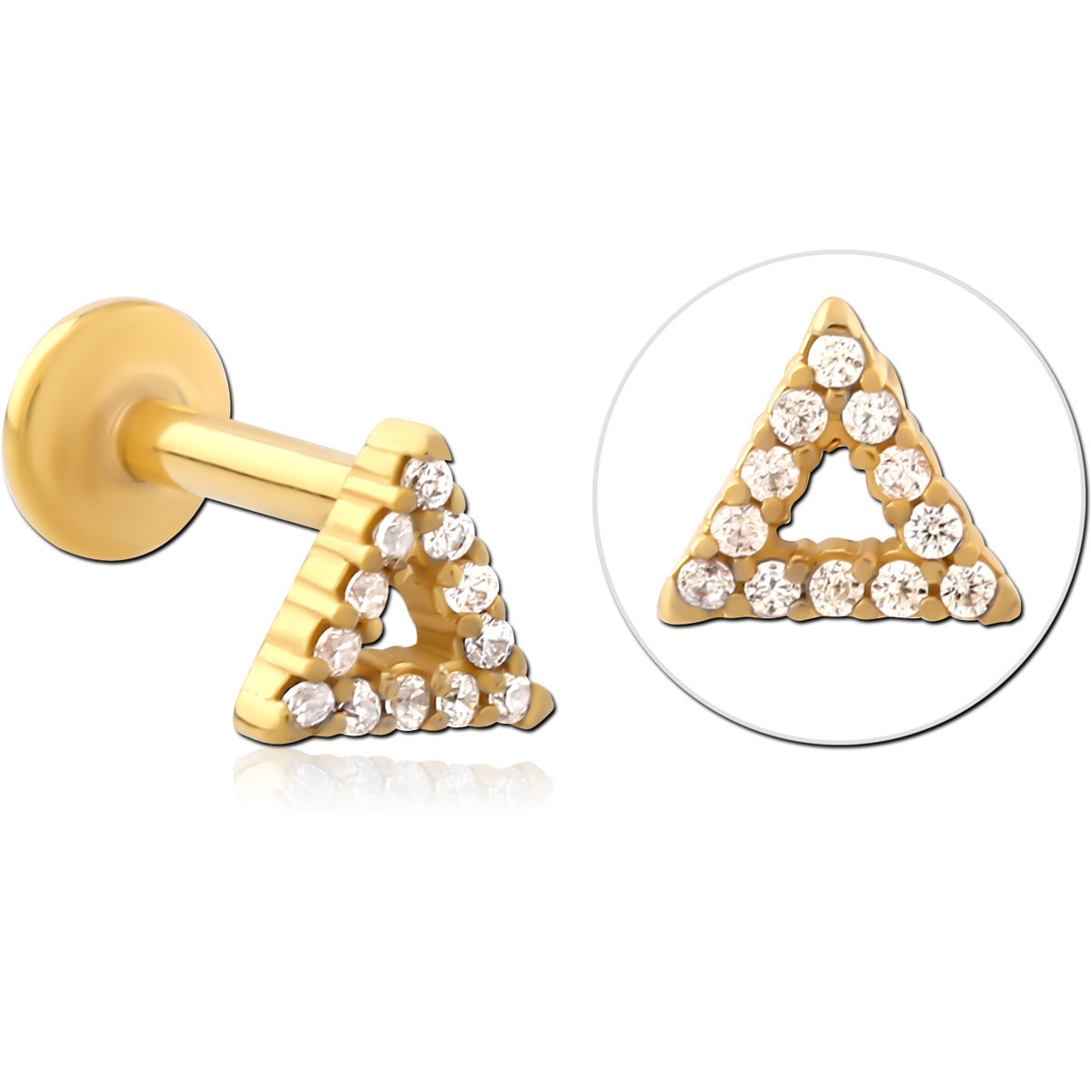 GOLD PVD COATED SURGICAL STEEL INTERNALLY THREADED JEWELED MICRO LABRET