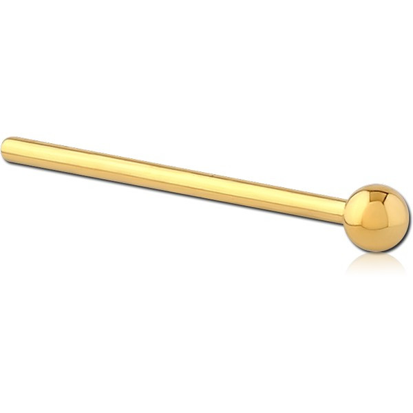 GOLD PVD COATED SURGICAL STEEL STRAIGHT BALL NOSE STUD