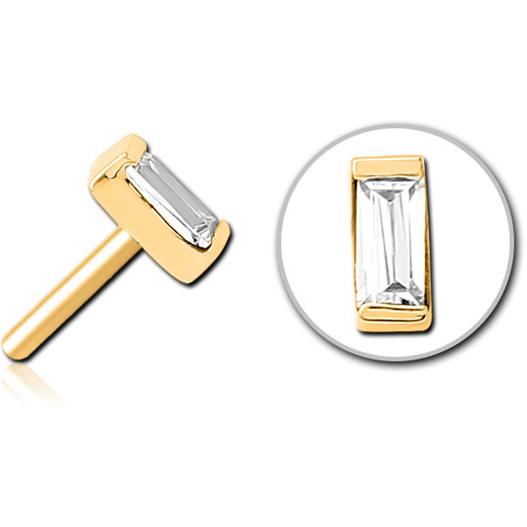 GOLD PVD COATED SURGICAL STEEL JEWELED THREADLESS ATTACHMENT - SQUARE