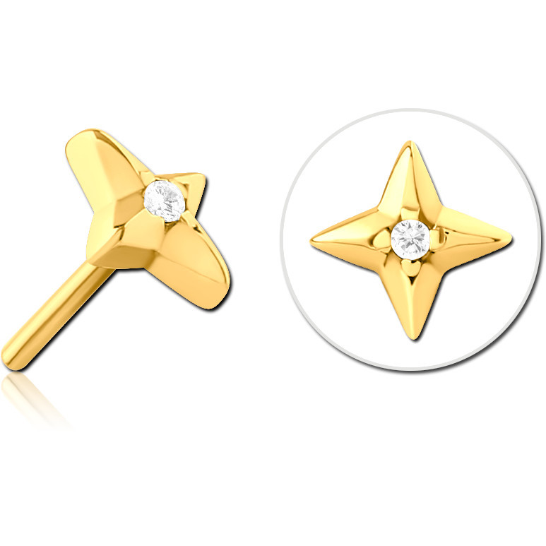 GOLD PVD COATED SURGICAL STEEL JEWELED THREADLESS ATTACHMENT