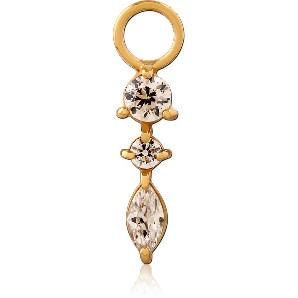 STERLING SILVER 925 GOLD PVD JEWELED SLIDING CHARM FOR HINGED SEGMENT RING