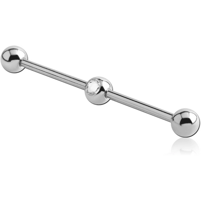SURGICAL STEEL JEWELED INDUSTRIAL BARBELL