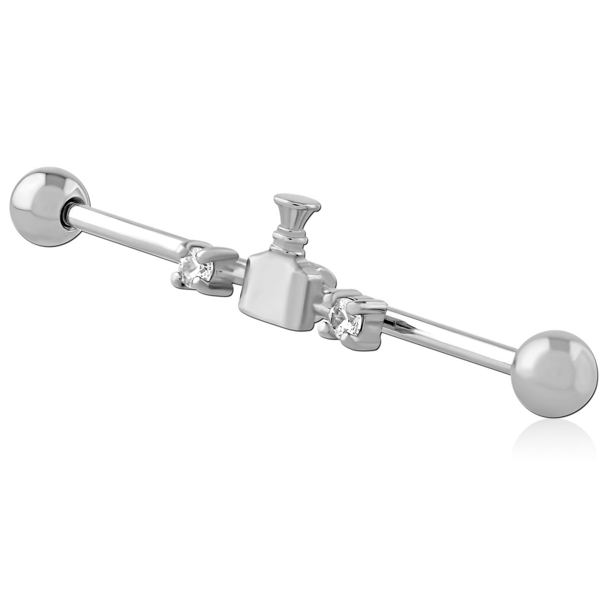 316L SURGICAL STEEL INDUSTRIAL BARBELL ADJUSTABLE SLIDING CHARM