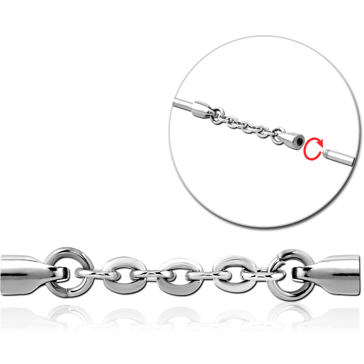 SURGICAL STEEL CHARM FOR INDUSTRIAL BARBELL - CHAIN