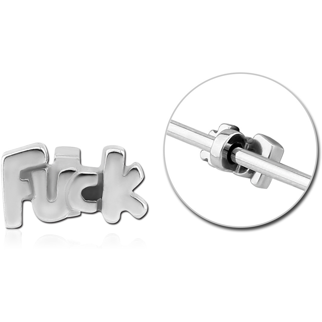 SURGICAL STEEL ADJUSTABLE SLIDING CHARM FOR INDUSTRIAL BARBELL - FUCK