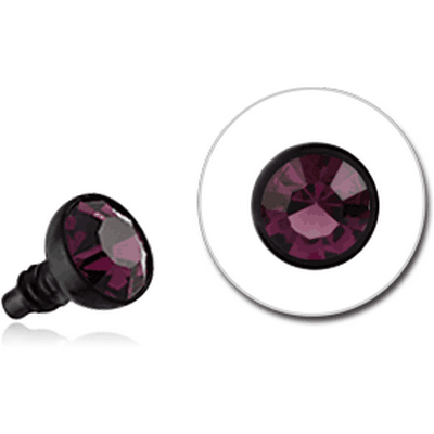 BLACK PVD SURGICAL STEEL OPTIMA CRYSTAL JEWELED BALL FOR 1.2MM INTERNALLY THREADED PIN
