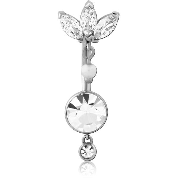 SURGICAL STEEL INTERNALLY THREADED DOUBLE JEWELLED NAVEL BANANA