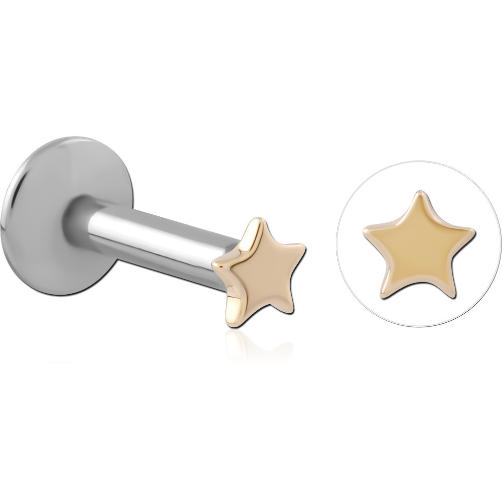 14K YELLOW GOLD TOP WITH SURGICAL STEEL INTERNAL LABRET STAR