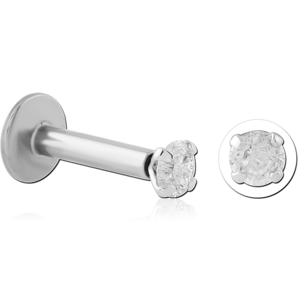 14K WHITE GOLD INTERNALLY THREADED ATTACHMENT ROUND PRONG SET GEM TOP