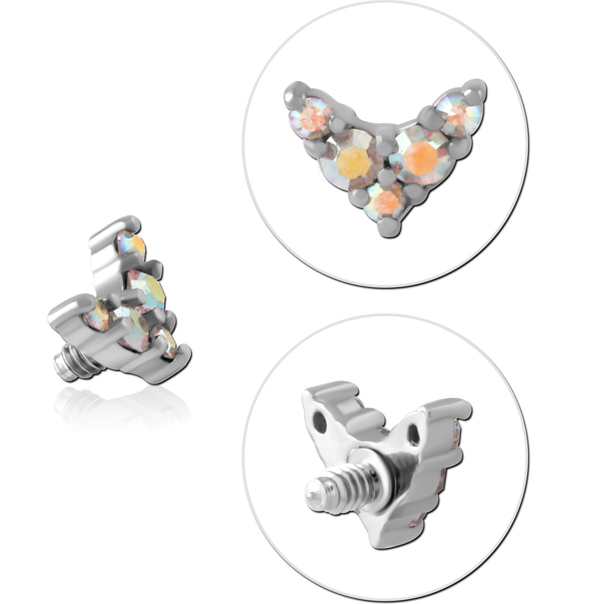SURGICAL STEEL JEWELED ATTACHMENT FOR 1.6MM INTERNALLY THREADED PINS