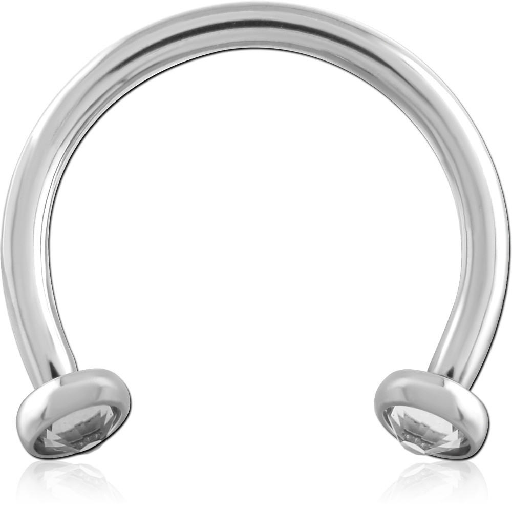 SURGICAL STEEL INTERNALLY THREADED MICRO CIRCULAR BARBELL WITH JEWELED DISC