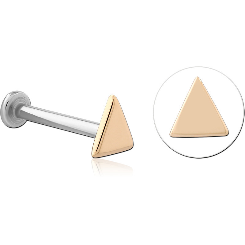 14K YELLOW GOLD TOP WITH SURGICAL STEEL INTERNAL LABRET SIMPLE TRIANGLE
