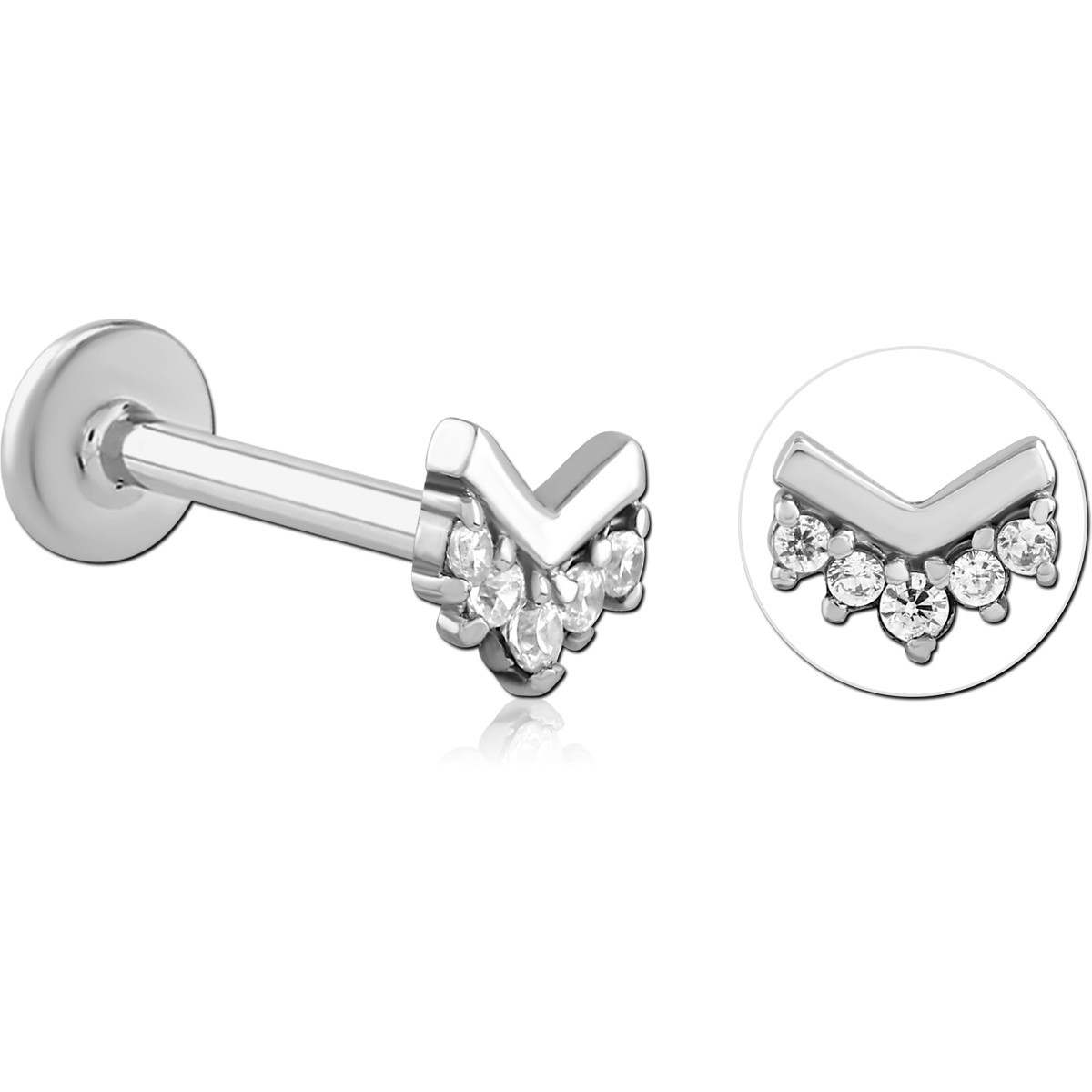 SURGICAL STEEL INTERNALLY THREADED JEWELED MICRO LABRET