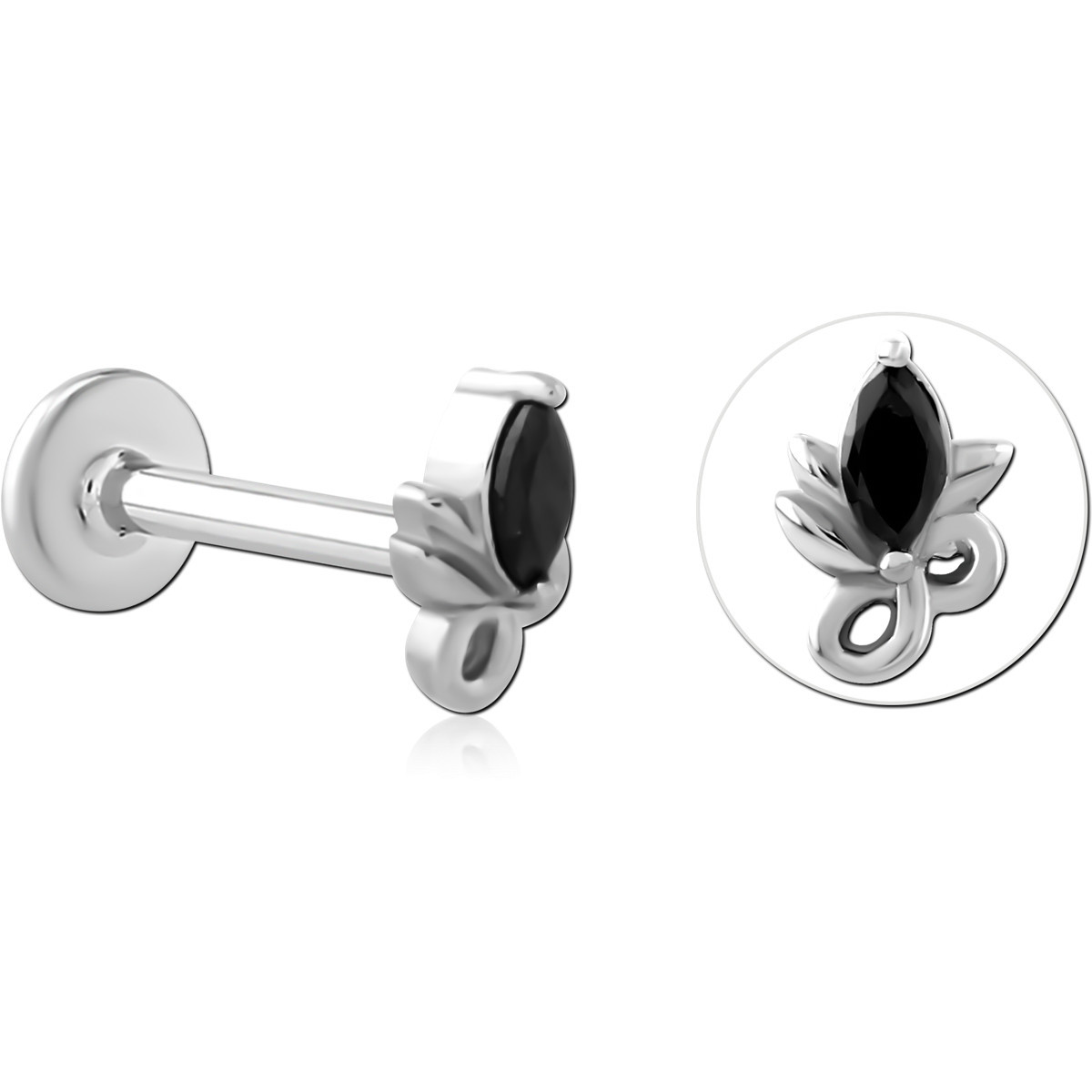 SURGICAL STEEL INTERNALLY THREADED JEWELED MICRO LABRET