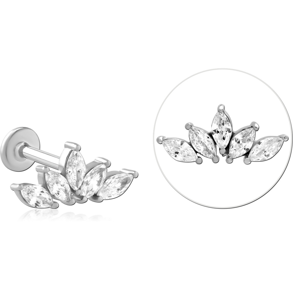 SURGICAL STEEL INTERNALLY THREADED JEWELED MICRO LABRET