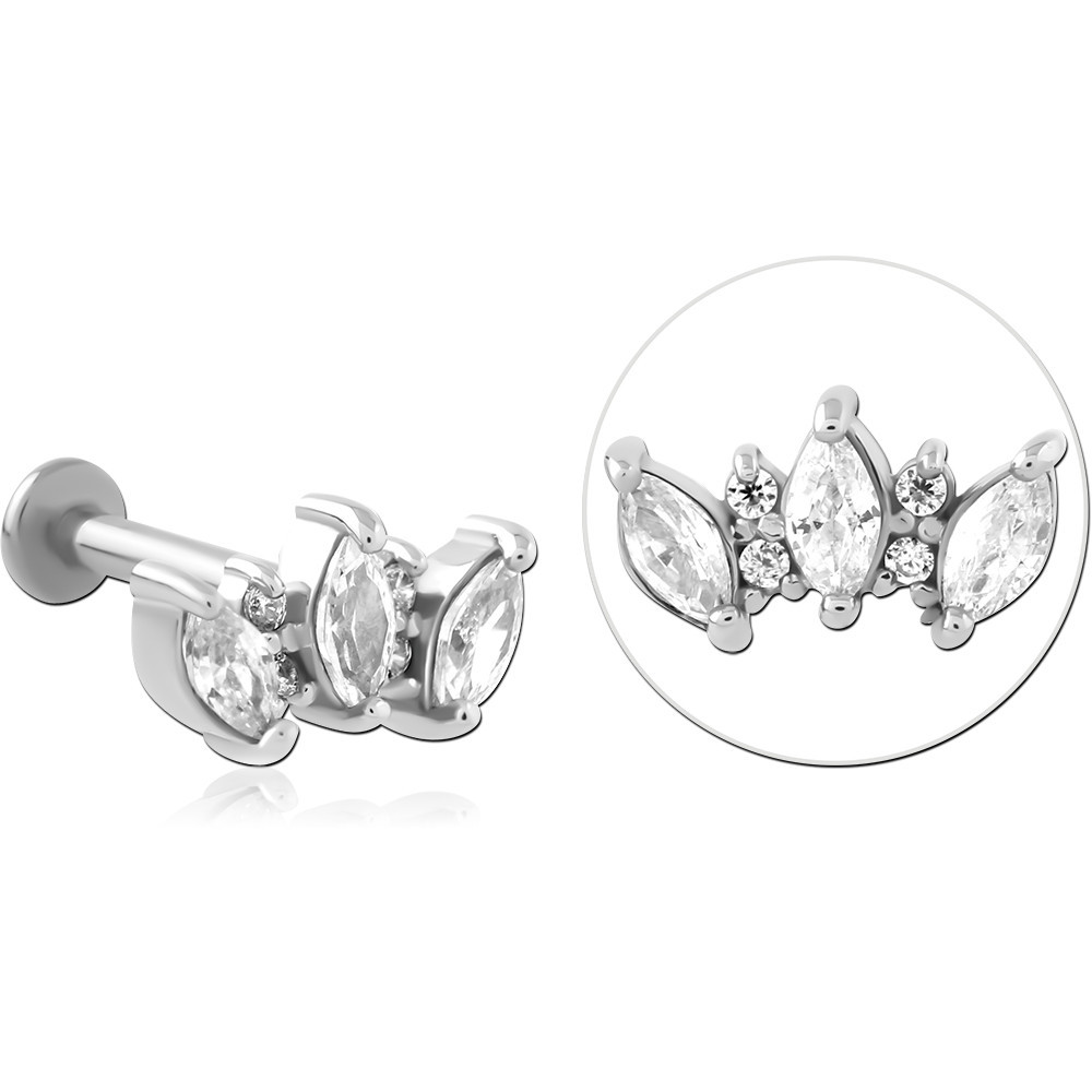 SURGICAL STEEL INTERNALLY THREADED JEWELED MICRO LABRET