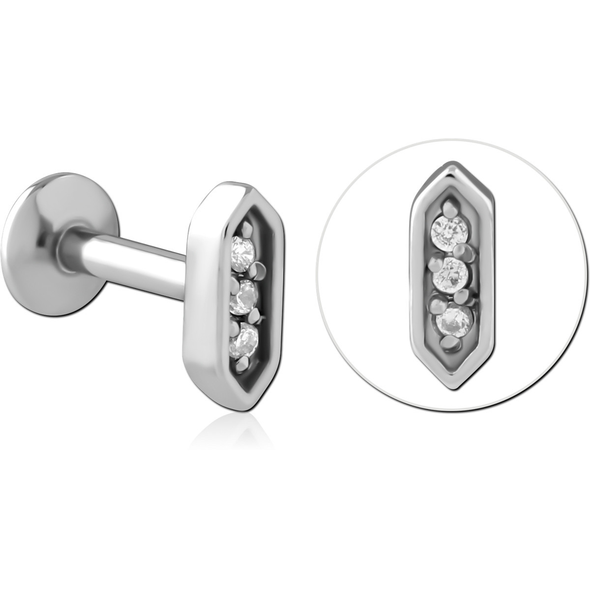 SURGICAL STEEL INTERNALLY THREADED JEWELED MICRO LABRET