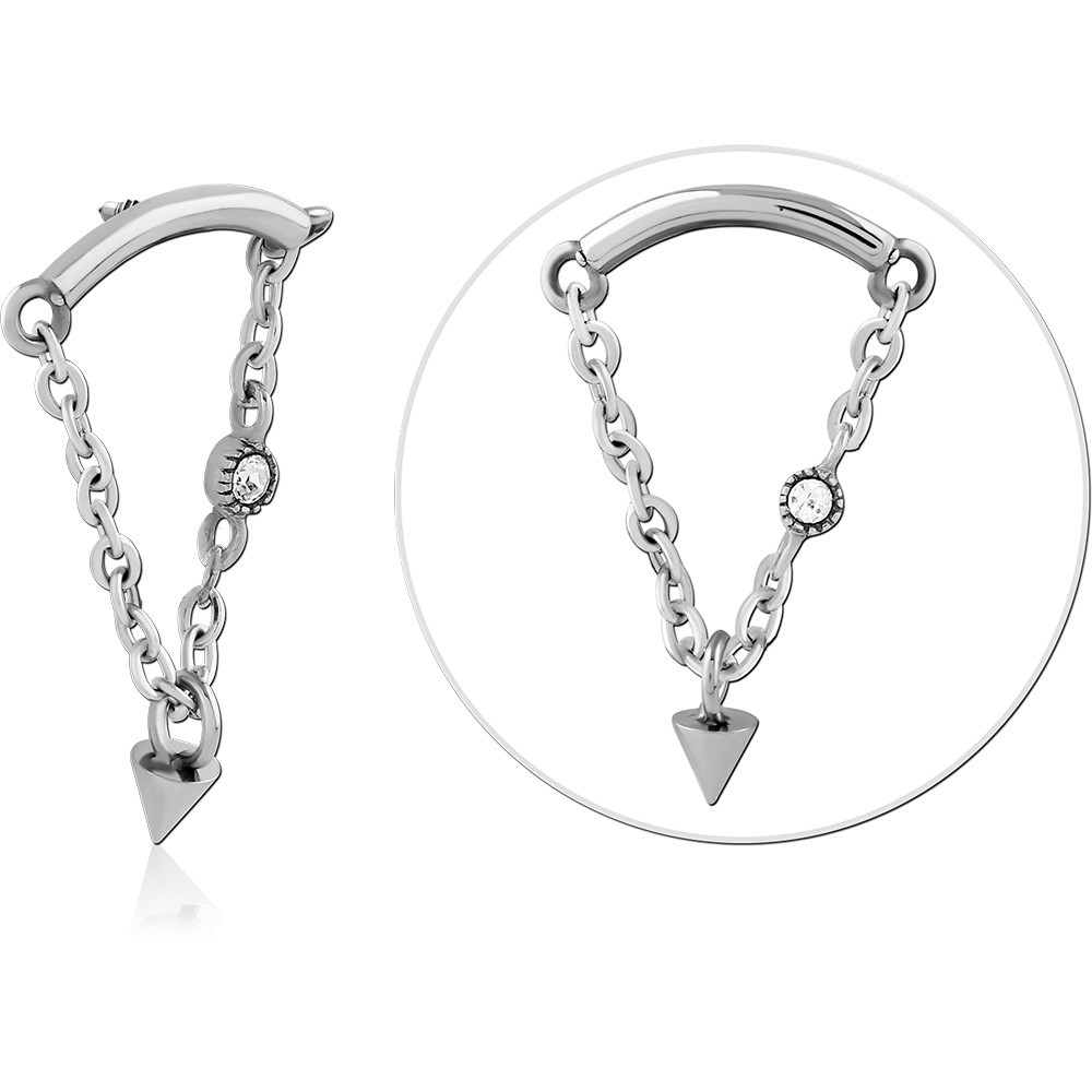 SURGICAL STEEL JEWELED MICRO ATTACHMENT WITH CHAIN FOR 1.2 INTERALLY THREADED PINS